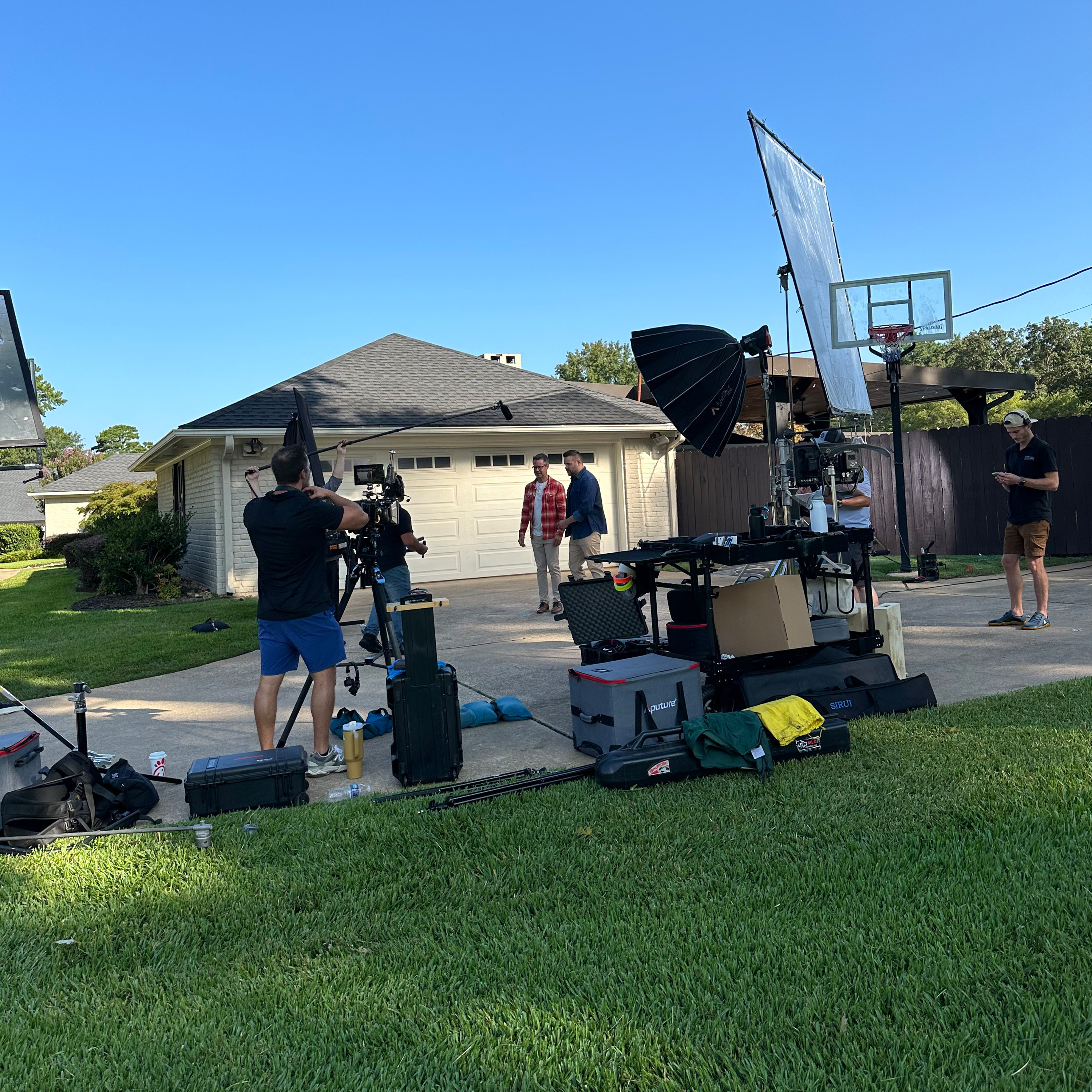 Behind the scenes of the garage renovation video shoot